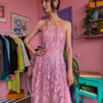 BLUMARINE šilkinė siuvinėta suknelė