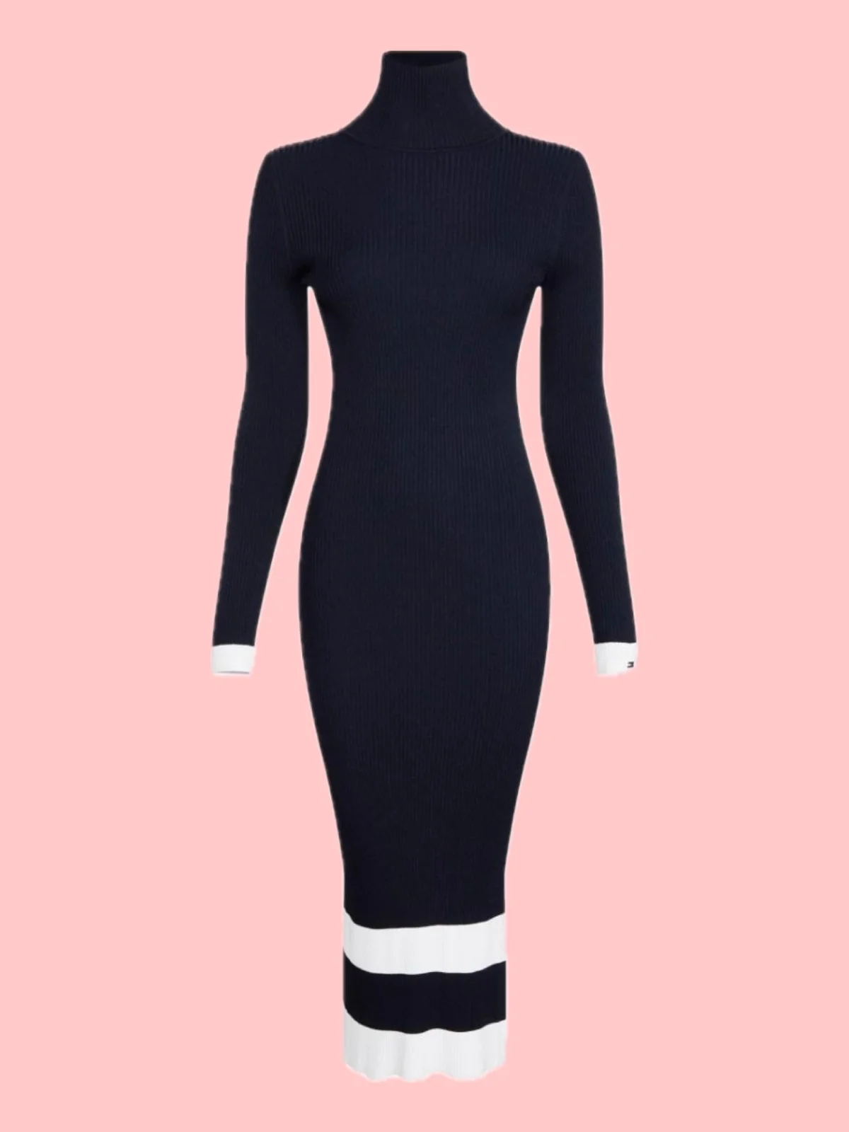 tommy-hilfiger-melyna-megzta-suknele-01 TOMMY HILFIGER mėlyna megzta suknelė - Image 1